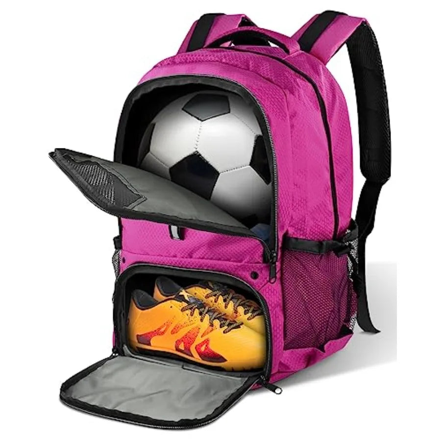 Soccer Backpack Sports Bag with Ball Holder and Shoe Compartment for Football Basketball Volleyball Rugby