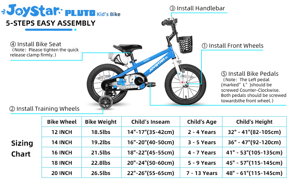 JOYSTAR Children's Bicycle for Boys Girls Age 3-12 Years, Kids' Bicycles with Light Up Training Wheels, Multiple Colors