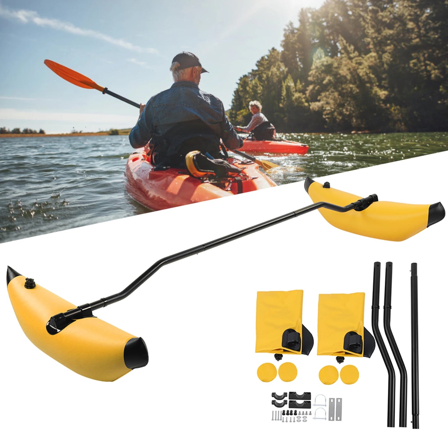 Kayak Outrigger Stabilizer Inflatable Kayak Stabilizer PVC Canoe Outrigger Kit Floating Balancing Canoe Boat Accessory