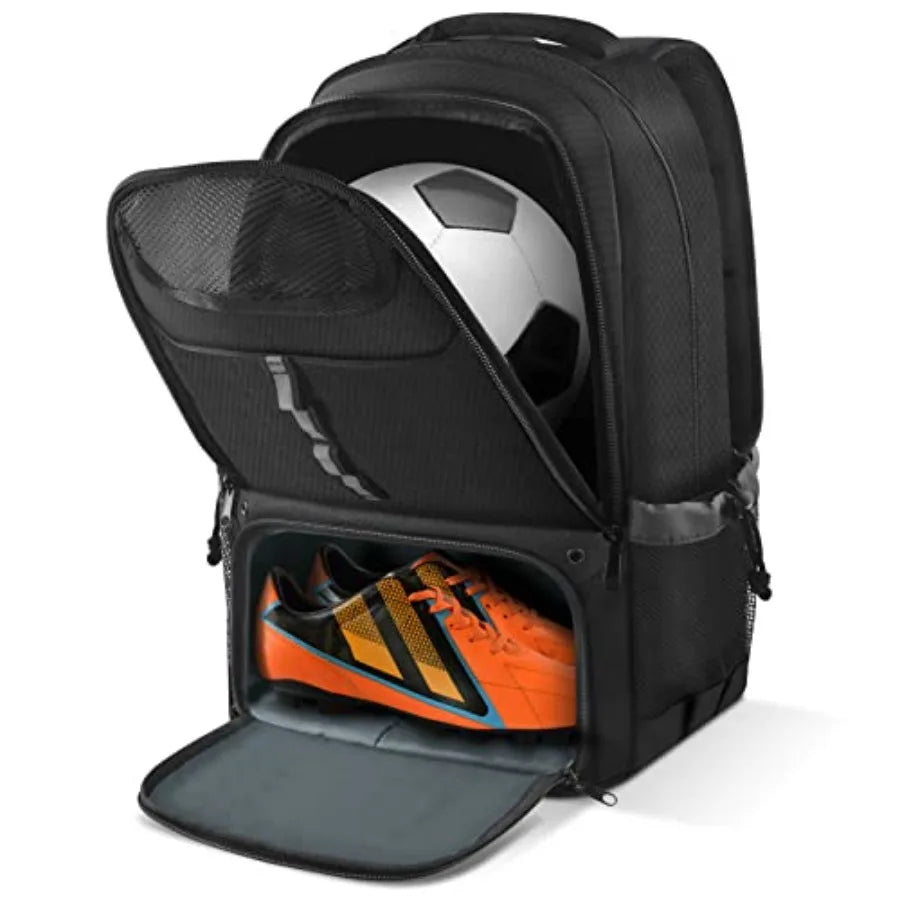 Soccer Backpack Sports Bag with Ball Holder and Shoe Compartment for Football Basketball Volleyball Rugby