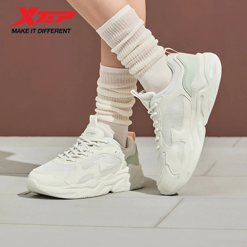 Xtep Women's Running Shoes 2025 Summer New Durability Lightweight Casual Shock-absorbing Breathable Mesh Sneakers 875418110054