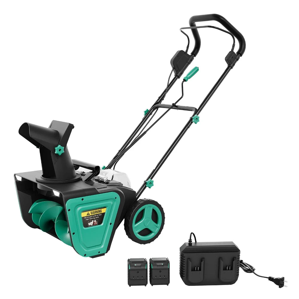 20" Cordless Brushless Snow Blower 2*20V 4.0Ah Batteries 25FT Throw 180° Rotating Chute Dual LED Lights Snow Removal Tool