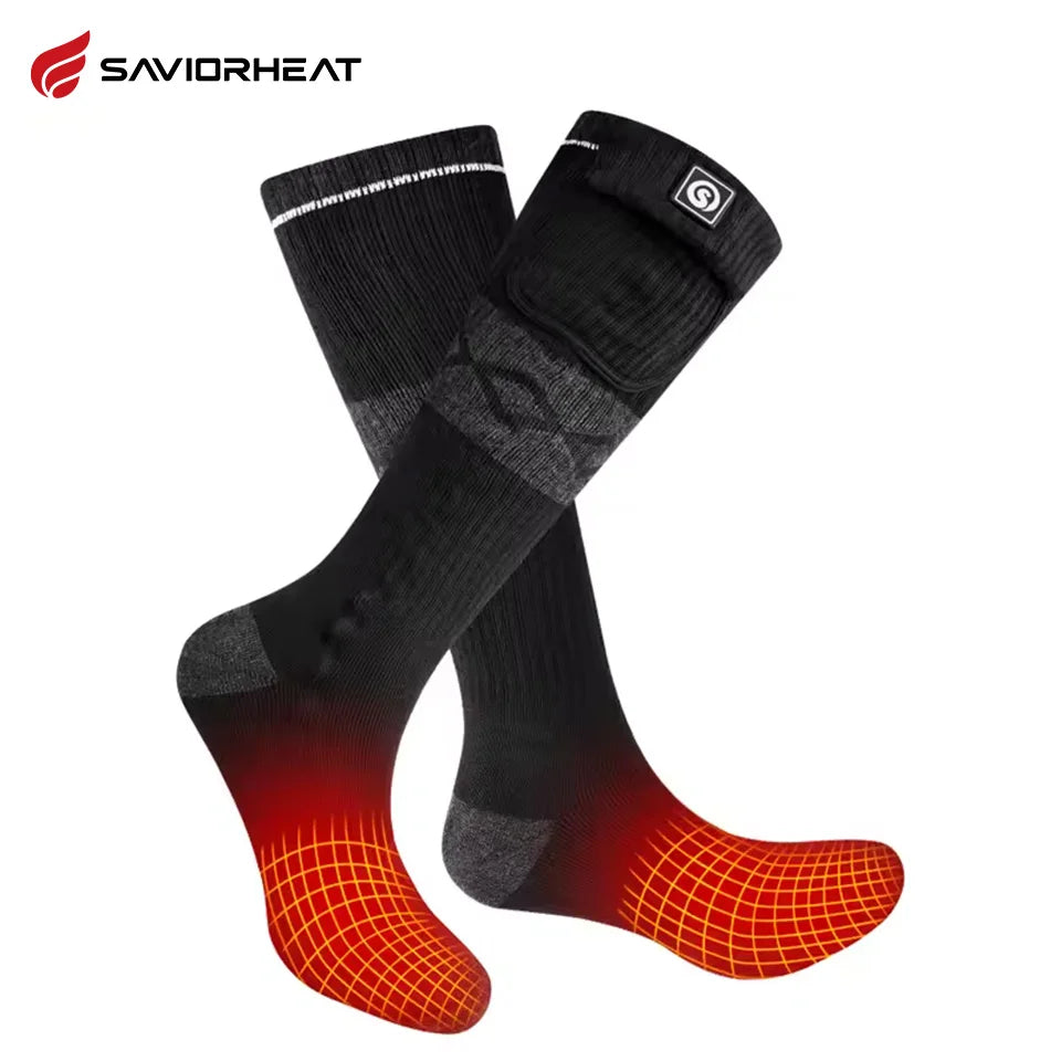 Savior Winter Heated Socks Rechargeable Heating Socks for 2200mah Heated Socks Warmth Outdoor Heated Boots Snowmobile Winter Ski