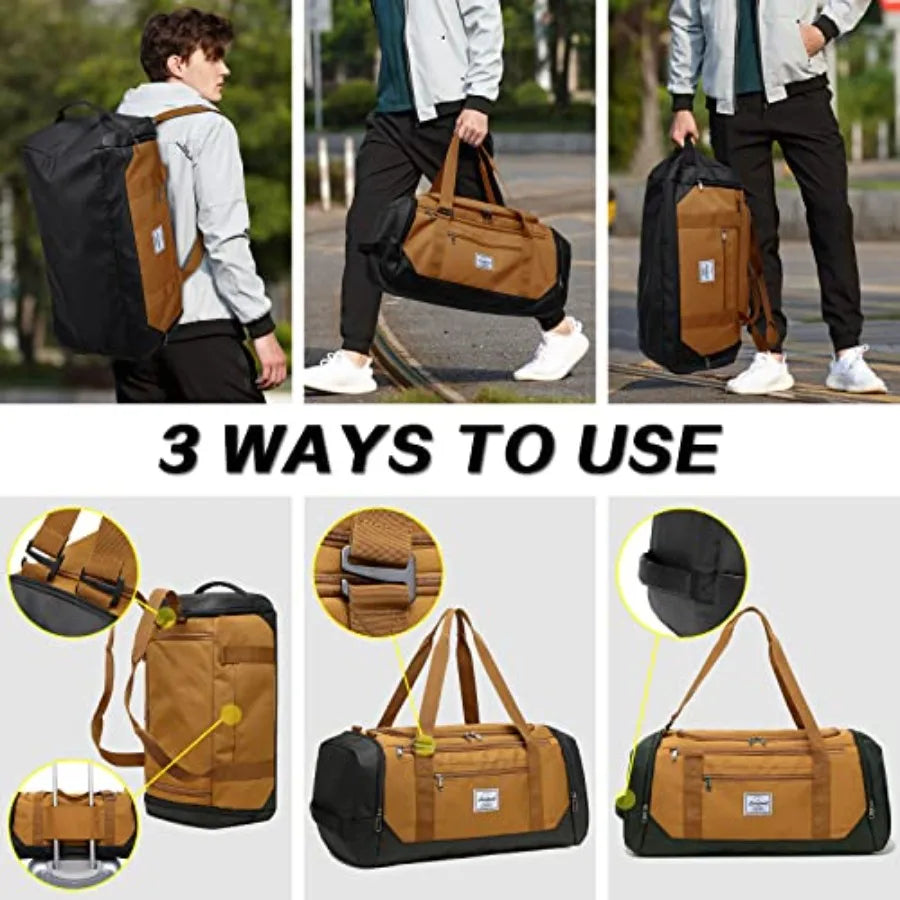 Travel Duffle Bag for men 40L Medium Sports Gym Bag with Wet Pocket and Shoes Compartment Weekender Overnight Backpack for Trav