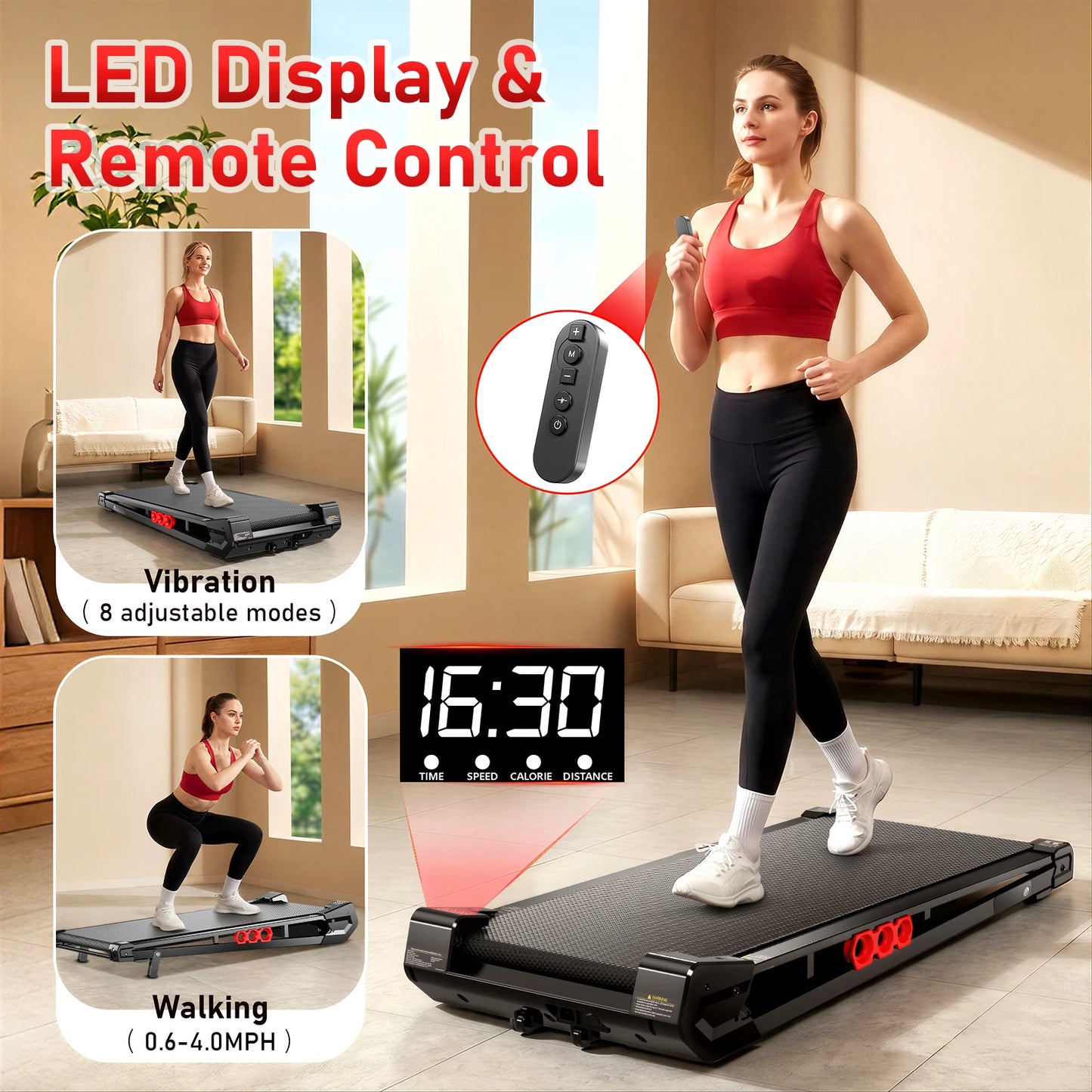 AKLUER Under Desk Vibration Walking Pad - 3 in 1 Vibration Plate Treadmill with Remote Control, Quiet Brushless with 5% Manual Incline, Portable for Home Office