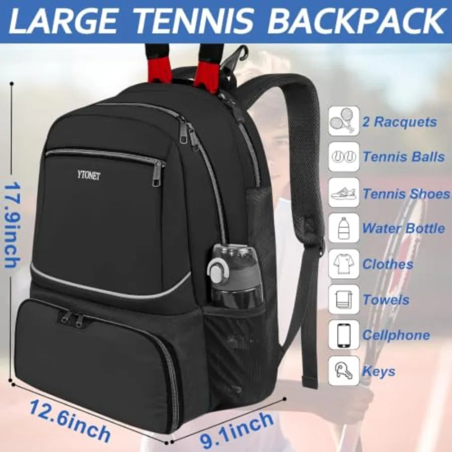 Tennis Bag Tennis Backpack for Women Men 2 Rackets with Insulated Pocket Ventilated Shoe Compartment