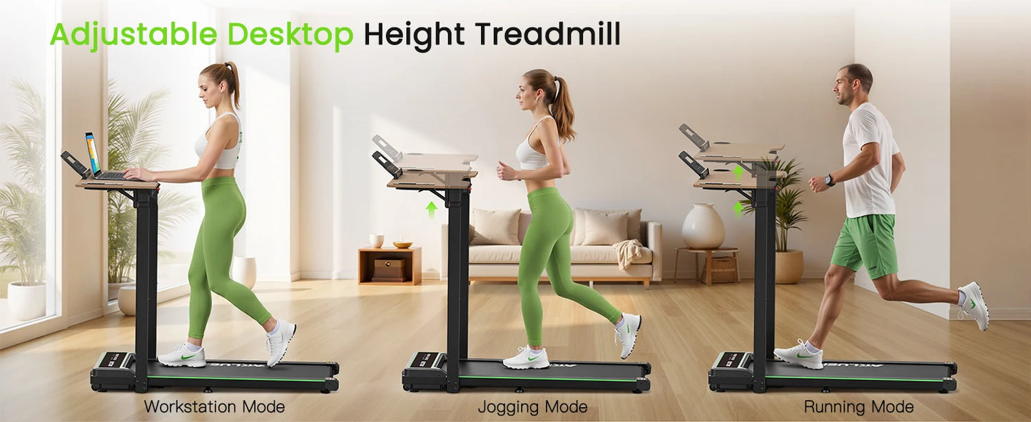 Akluer Walking Pad Treadmill with Desk for Home Office, 3-in-1 Under Desk Treadmill with Adjustable Height Desktop, 2.5HP Silent Motor, 6.2MPH Portable Running Machine 330lbs Capacity