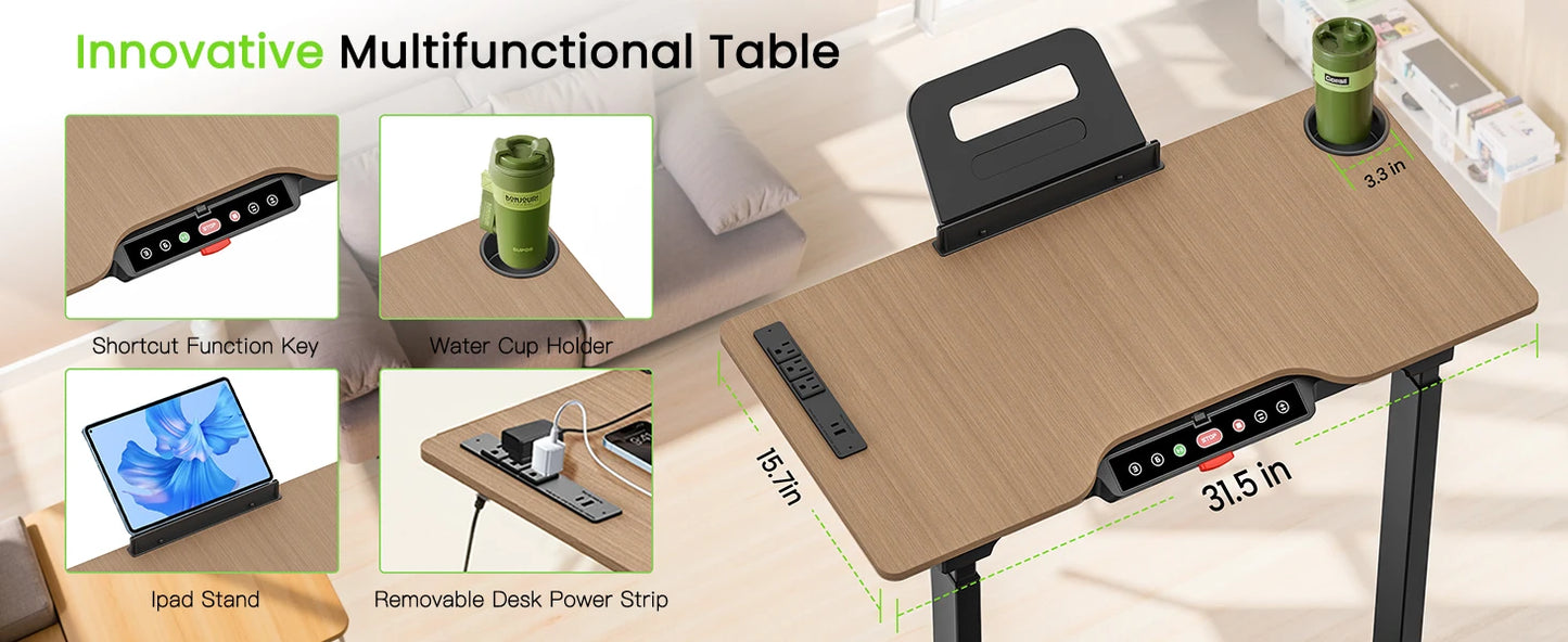 Akluer Walking Pad Treadmill with Desk for Home Office, 3-in-1 Under Desk Treadmill with Adjustable Height Desktop, 2.5HP Silent Motor, 6.2MPH Portable Running Machine 330lbs Capacity
