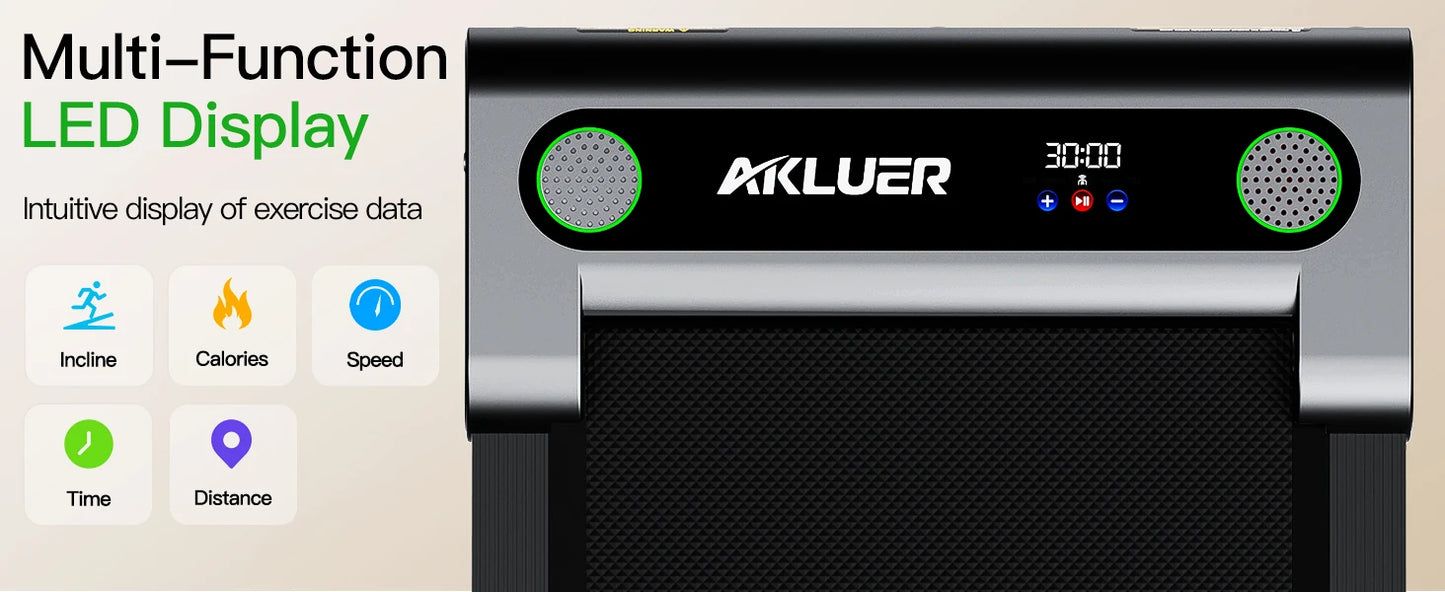 Akluer Walking Pad Treadmill with Incline, 2.5HP Quiet Brushless Motor Under Desk Treadmill, 330LBS Capacity Portable Walking Machine with LED Display Remote Control, 5% Incline Foldable Treadmill for Home Office Fitness