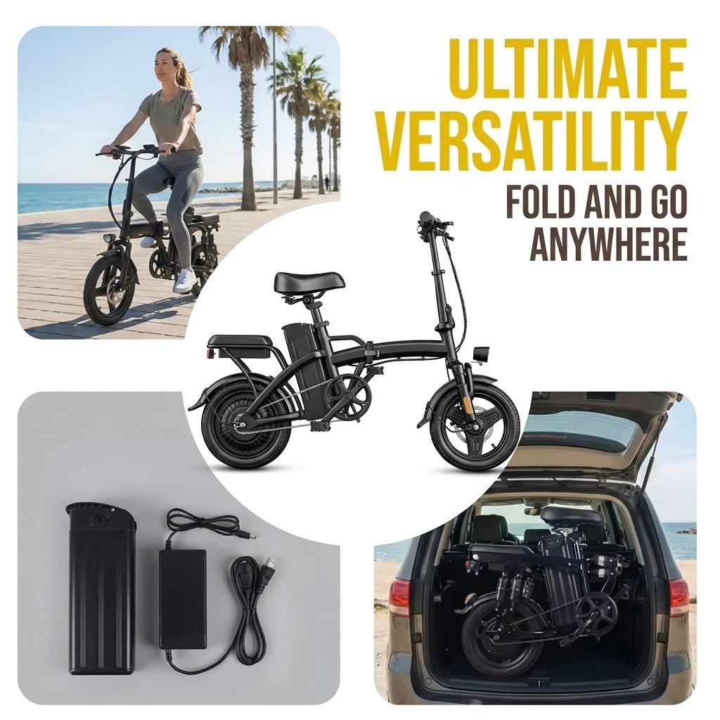 G11 14 Inch Folding Electric Bike 48V 500W 10Ah Battery Max 32km/h 3 Riding Modes Dual Disc Brake Adult Urban Commuter Foldable Ebike
