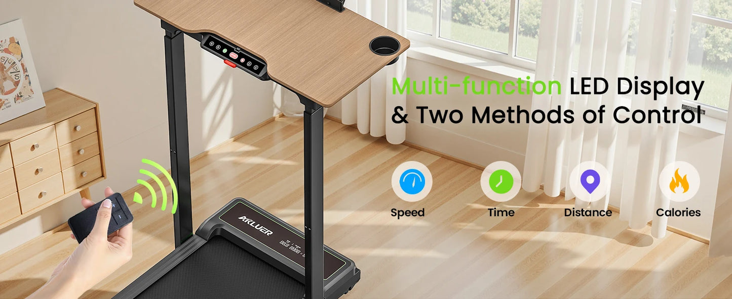 Akluer Walking Pad Treadmill with Desk for Home Office, 3-in-1 Under Desk Treadmill with Adjustable Height Desktop, 2.5HP Silent Motor, 6.2MPH Portable Running Machine 330lbs Capacity