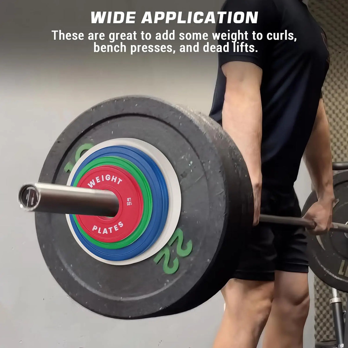 BarbellFractional Weight Plates 1.25LB 2.5LB 5LB 10LB Set Rubber Coated Strength Training Barbell Lifting Bumper Plates for Gym