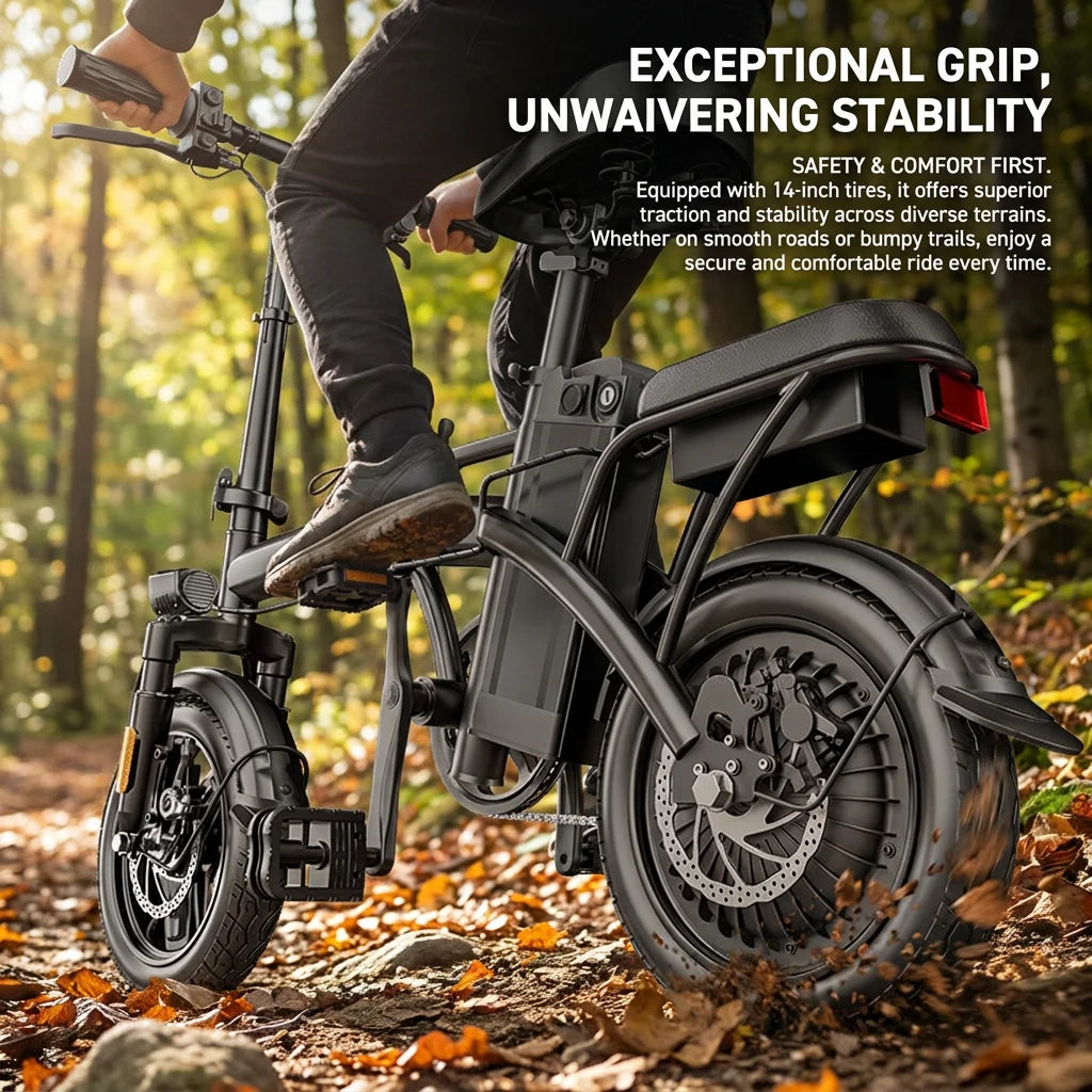 G11 14 Inch Folding Electric Bike 48V 500W 10Ah Battery Max 32km/h 3 Riding Modes Dual Disc Brake Adult Urban Commuter Foldable Ebike