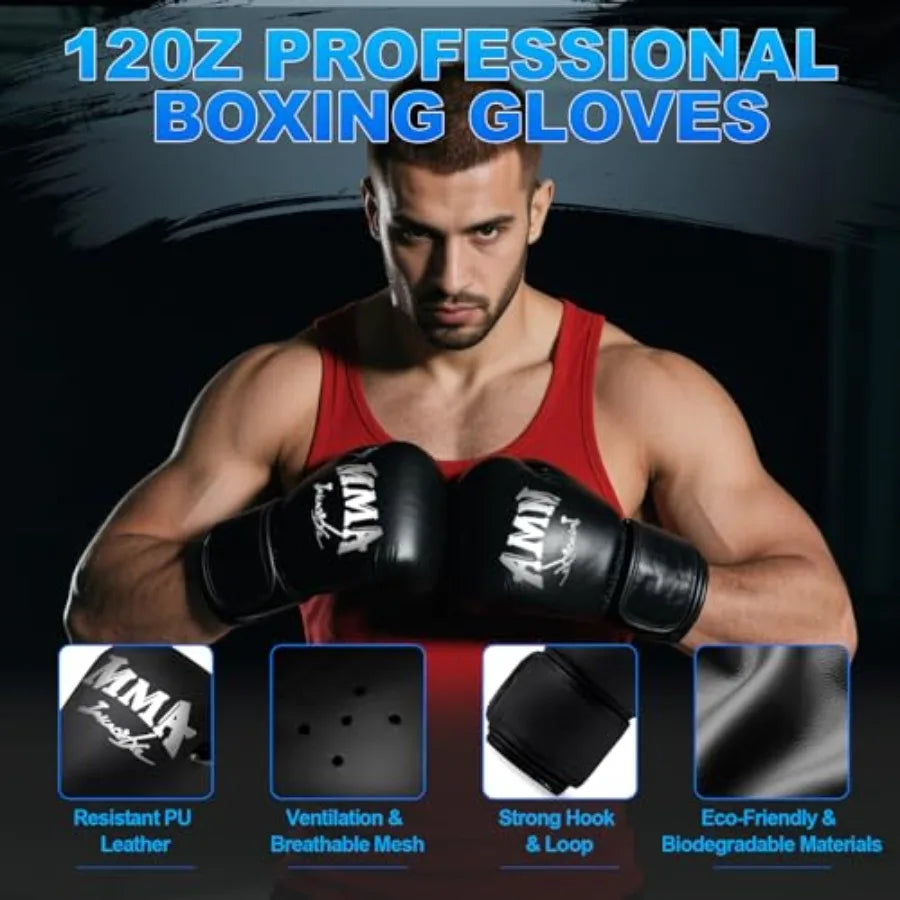 Punching Bag Set for Adults, 4FT Heavy Boxing Bag Set with 12 OZ Boxing Gloves, Suitable for MMA Karate Kickboxing Boxing Muay