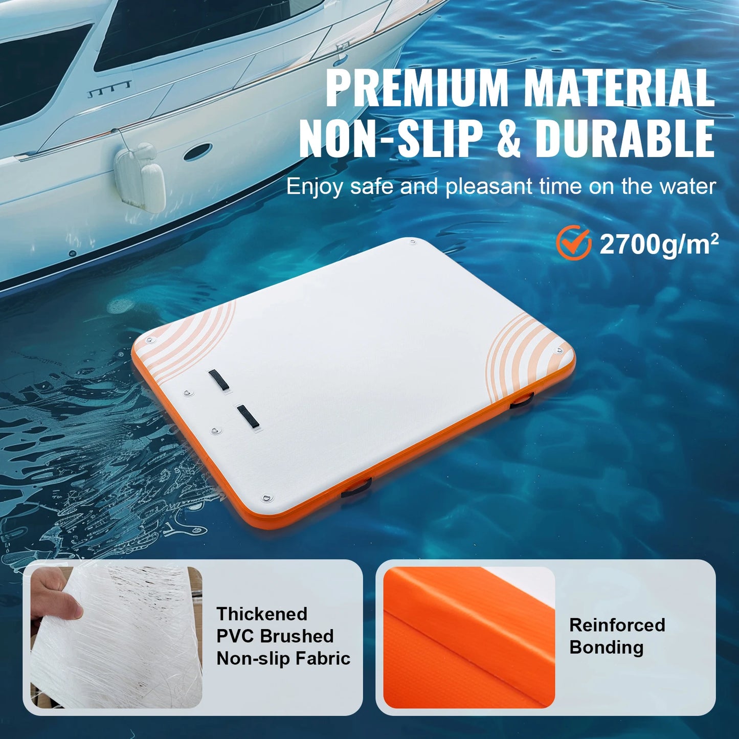SucceBuy Inflatable Floating Dock Non-Slip Water Floating Dock Mat with Detachable Ladder Floating Platform Island Raft for Pool