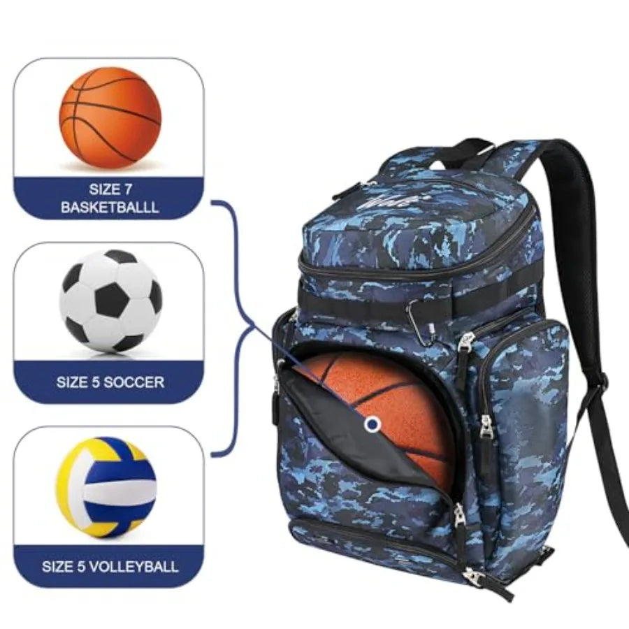 Basketball Bag Backpack with Separate Ball Compartment and Shoes Pocket, Gym Bags for Men, Large Sports Bag for Basketball, Soc