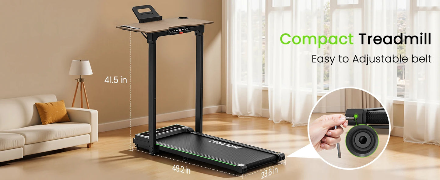 Akluer Walking Pad Treadmill with Desk for Home Office, 3-in-1 Under Desk Treadmill with Adjustable Height Desktop, 2.5HP Silent Motor, 6.2MPH Portable Running Machine 330lbs Capacity