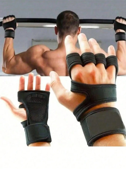 Ink Colored Neutral Fingerless Sports Gloves 1 Pair with Hook And Loop Fasteners for Weightlifting Gym Fitness Training S/M/L/XL