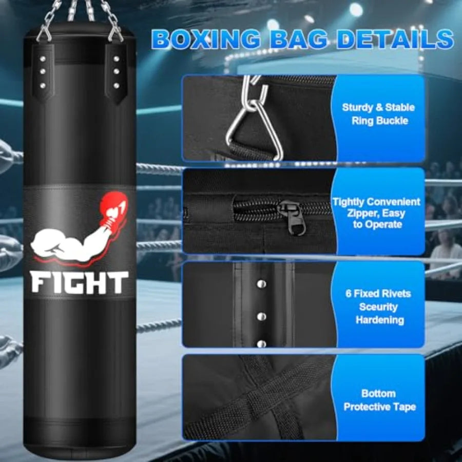 Punching Bag Set for Adults, 4FT Heavy Boxing Bag Set with 12 OZ Boxing Gloves, Suitable for MMA Karate Kickboxing Boxing Muay