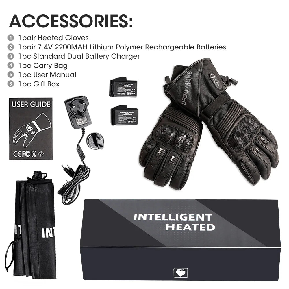 Waterproof Rechargeable Heating Thermal Gloves For Snowmobile Skiing Riding Heated Gloves Motorcycle Winter Heated Gloves Warm
