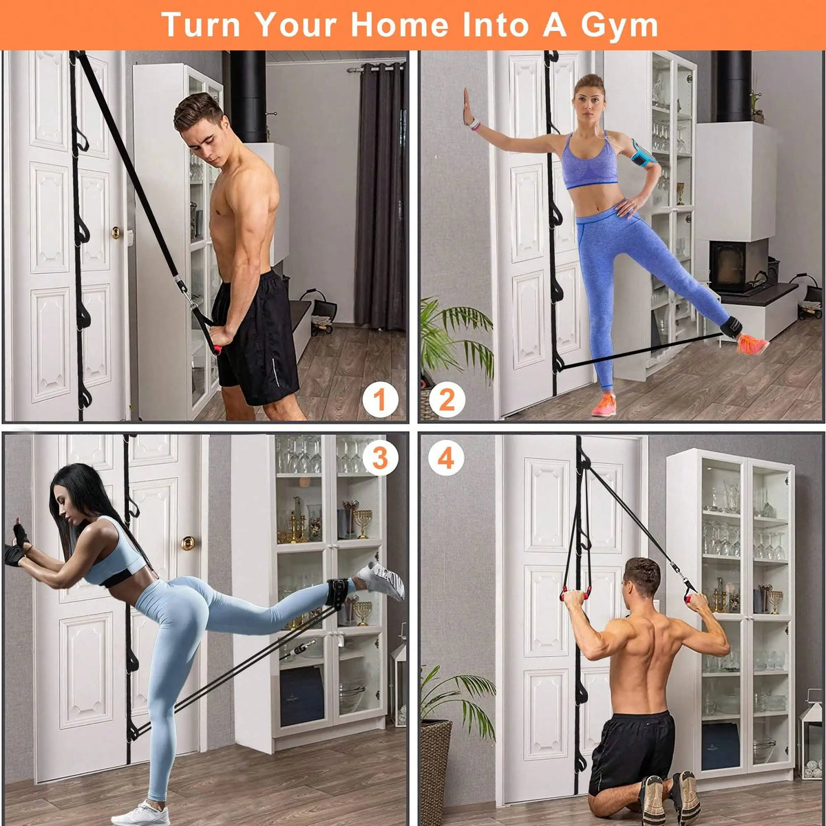 Door Resistance Band, No Drilling Or Installation Required, Home Gym Equipment Fitness Accessory, Portable Workout Equipment