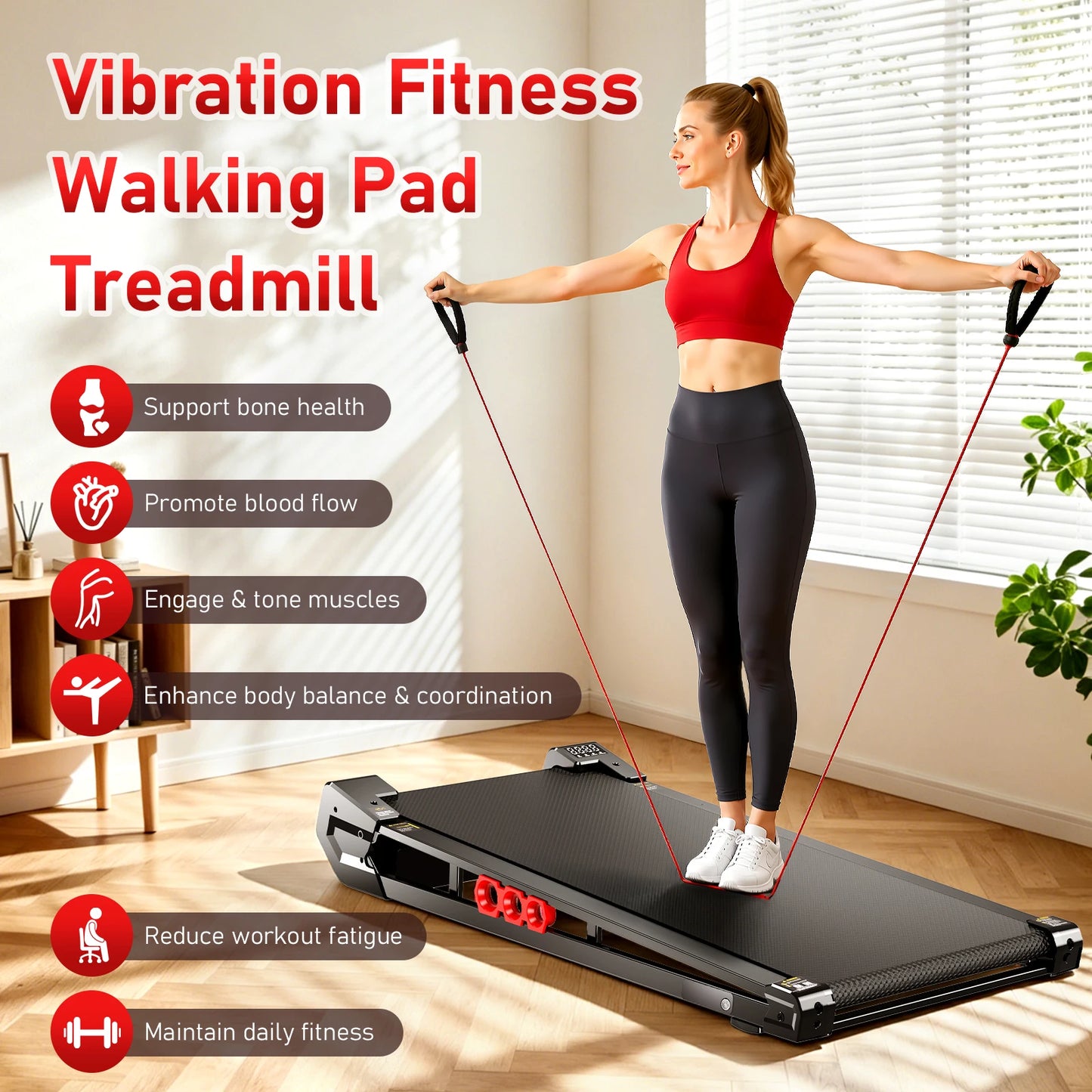 AKLUER Under Desk Vibration Walking Pad - 3 in 1 Vibration Plate Treadmill with Remote Control, Quiet Brushless with 5% Manual Incline, Portable for Home Office