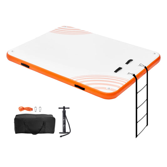 SucceBuy Inflatable Floating Dock Non-Slip Water Floating Dock Mat with Detachable Ladder Floating Platform Island Raft for Pool
