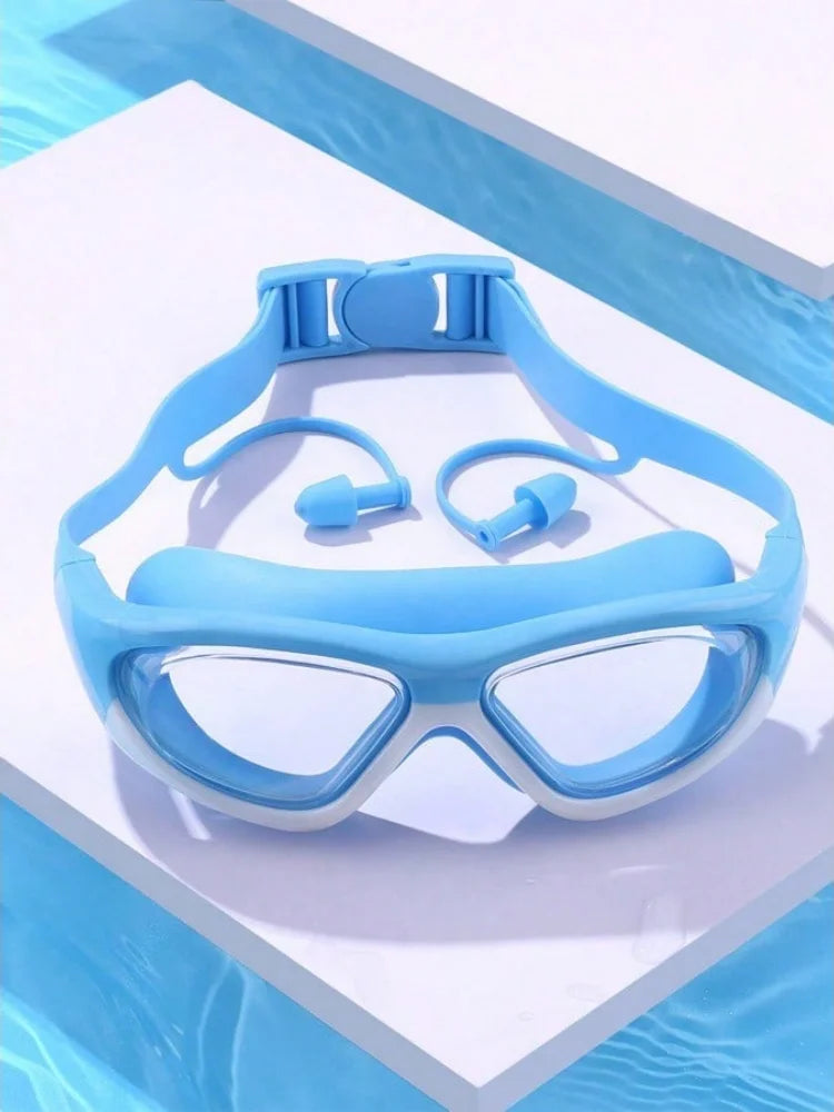 Oversized Swimming Goggles, Anti-Fog Anti-Water Silicone Swim Glasses With Ear Plugs, Suitable For Swimming Training And Leisure, Holiday Gift, Beach Essentials, Beach Accessories, Pool Float