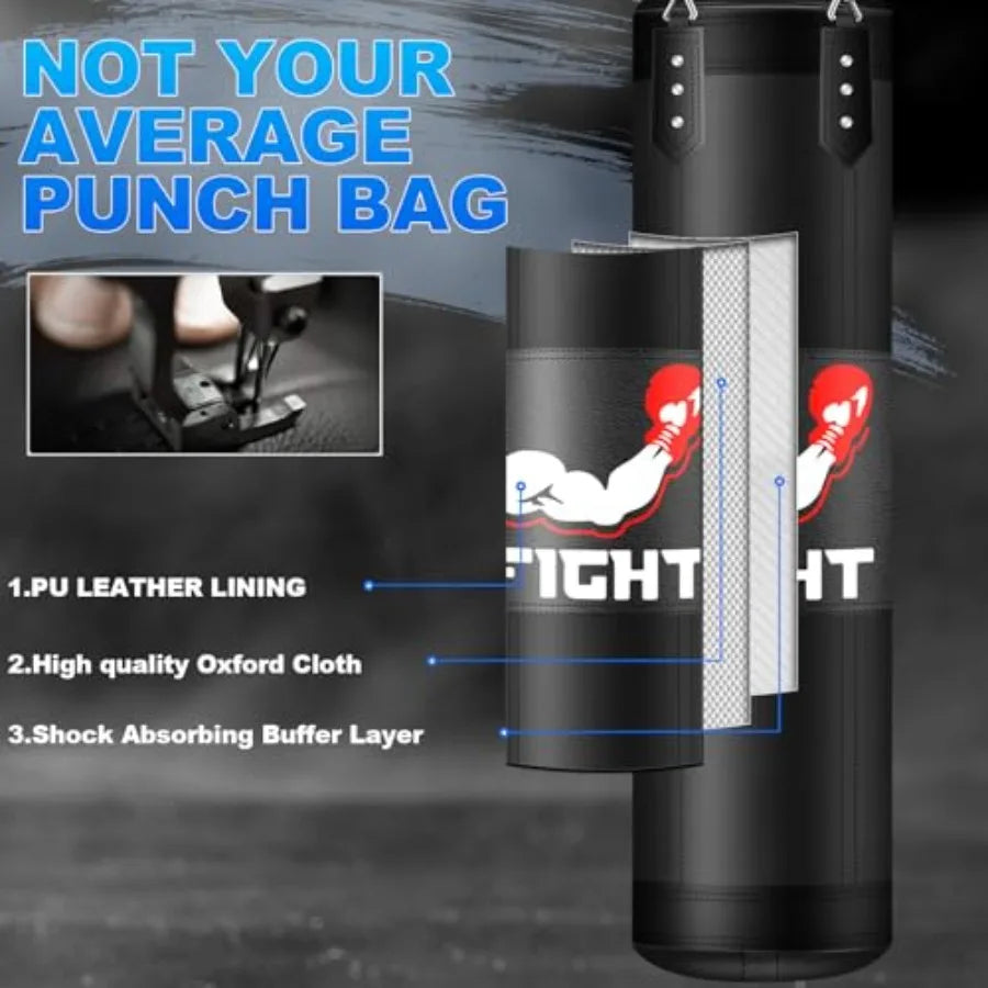 Punching Bag Set for Adults, 4FT Heavy Boxing Bag Set with 12 OZ Boxing Gloves, Suitable for MMA Karate Kickboxing Boxing Muay