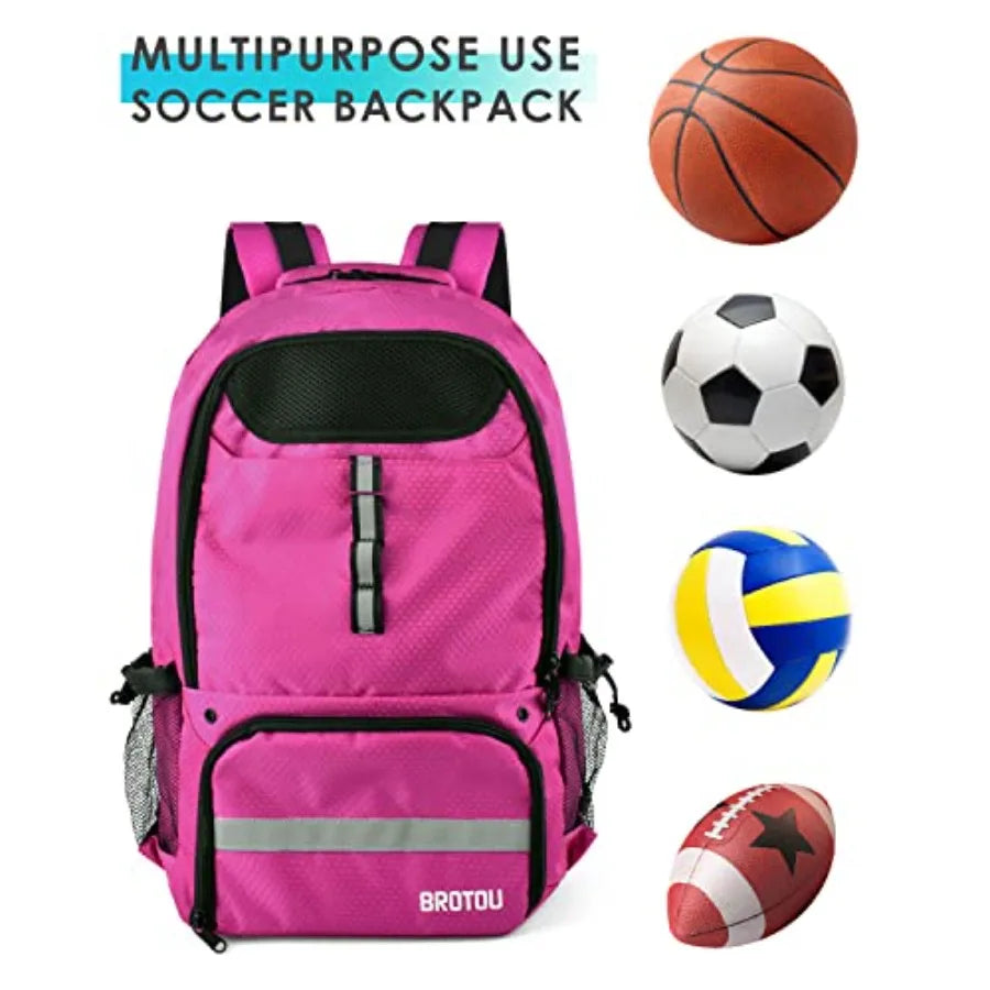 Soccer Backpack Sports Bag with Ball Holder and Shoe Compartment for Football Basketball Volleyball Rugby