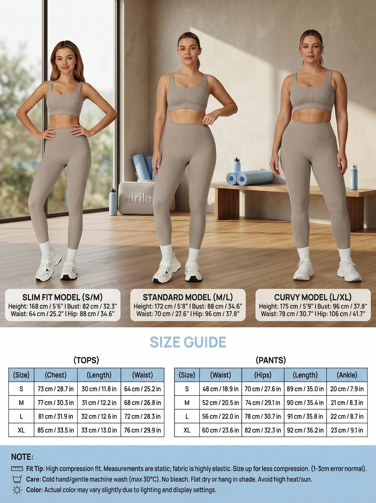 Airila 2-Piece Yoga Set Sports Bra and Leggings Pilates Gym High-Waisted Sports Casual Pants Butt-Lifting Running Shapewear Pants