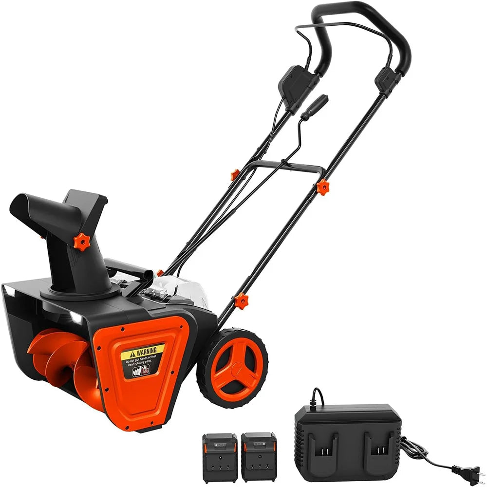 20" Cordless Brushless Snow Blower 2*20V 4.0Ah Batteries 25FT Throw 180° Rotating Chute Dual LED Lights Snow Removal Tool