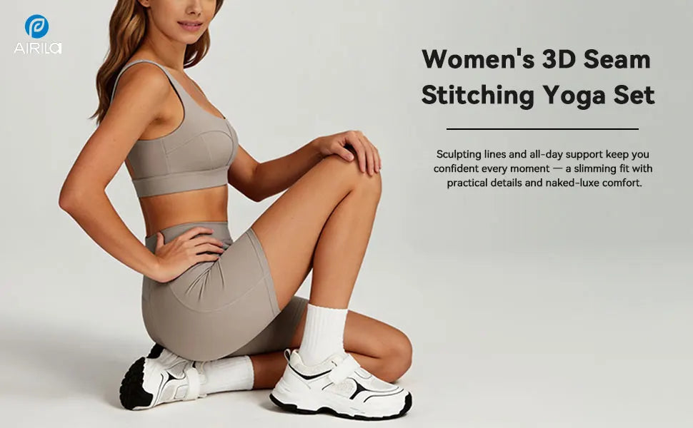 Airila 2-Piece Yoga Set Sports Bra and Leggings Pilates Gym High-Waisted Sports Casual Pants Butt-Lifting Running Shapewear Pants