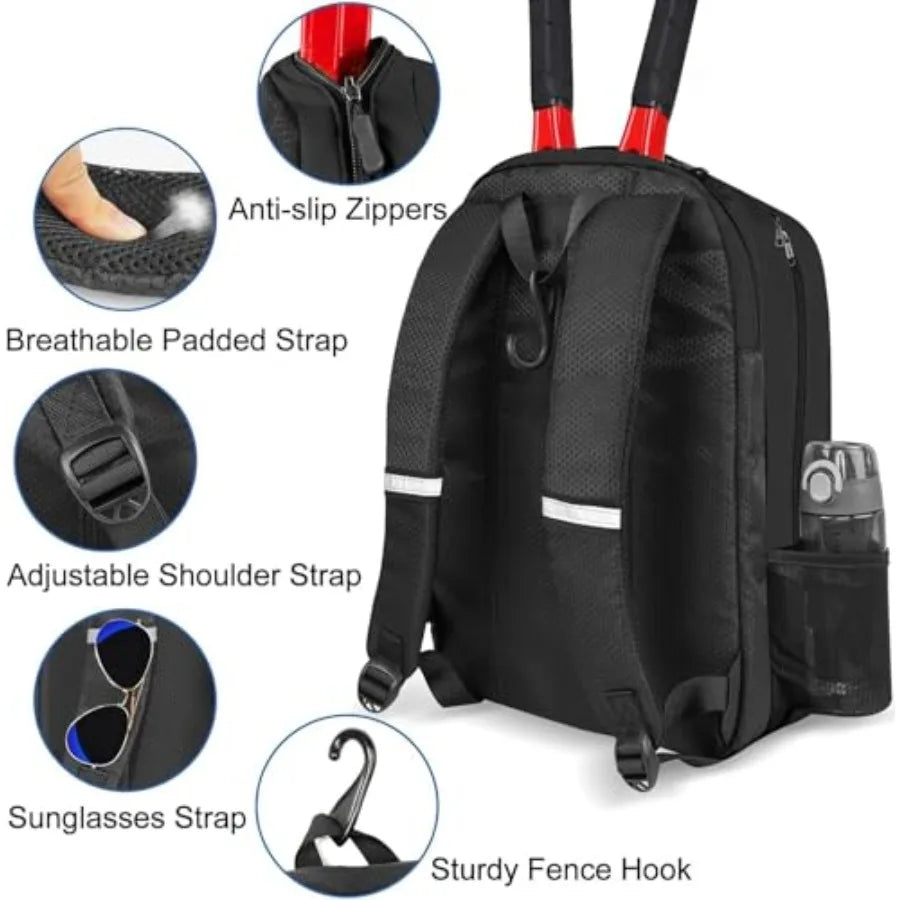 Tennis Bag Tennis Backpack for Women Men 2 Rackets with Insulated Pocket Ventilated Shoe Compartment