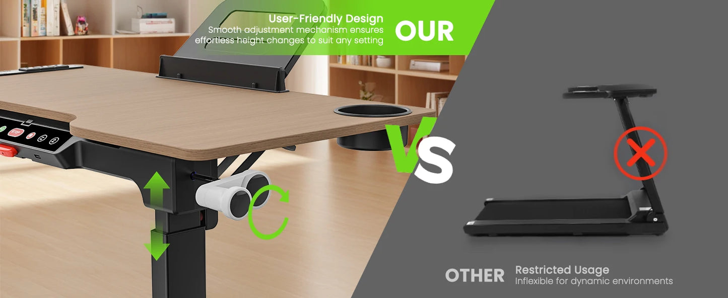 Akluer Walking Pad Treadmill with Desk for Home Office, 3-in-1 Under Desk Treadmill with Adjustable Height Desktop, 2.5HP Silent Motor, 6.2MPH Portable Running Machine 330lbs Capacity